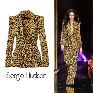 SERGIO HUDSON 100% Silk Cheetah Print Blazer